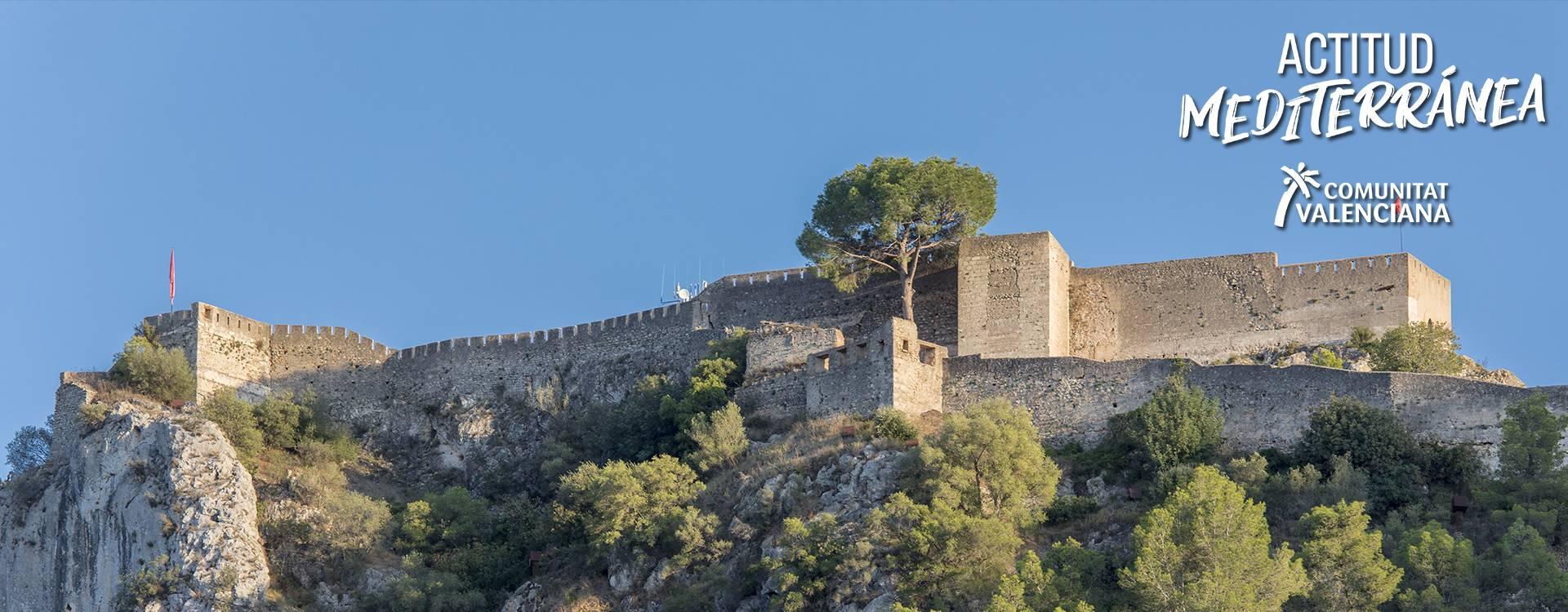  Image of the Castle of Xàtiva lit up at night 	